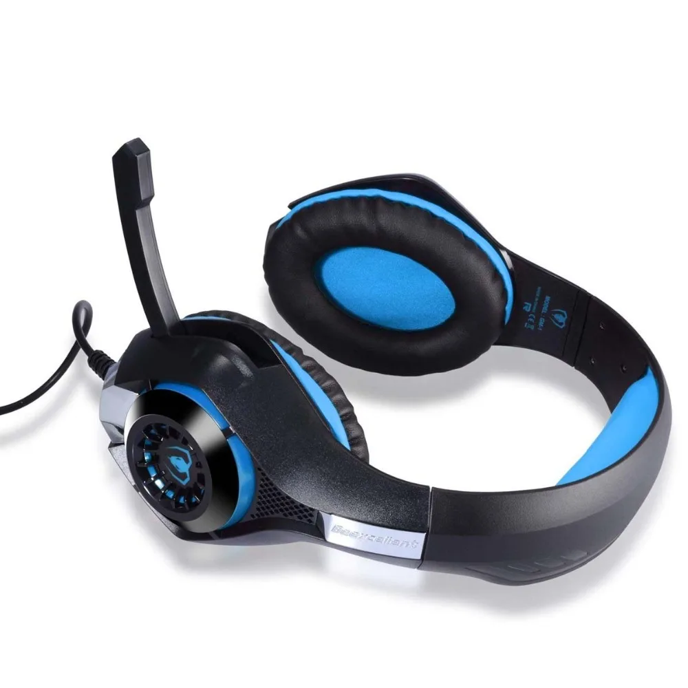 Beexcellent Stereo Gaming Slušalke Čelade Globok Bas Stereo Igra Slušalke z Mikrofonom LED Luč za PS4 Telefon, Prenosni RAČUNALNIK Gamer