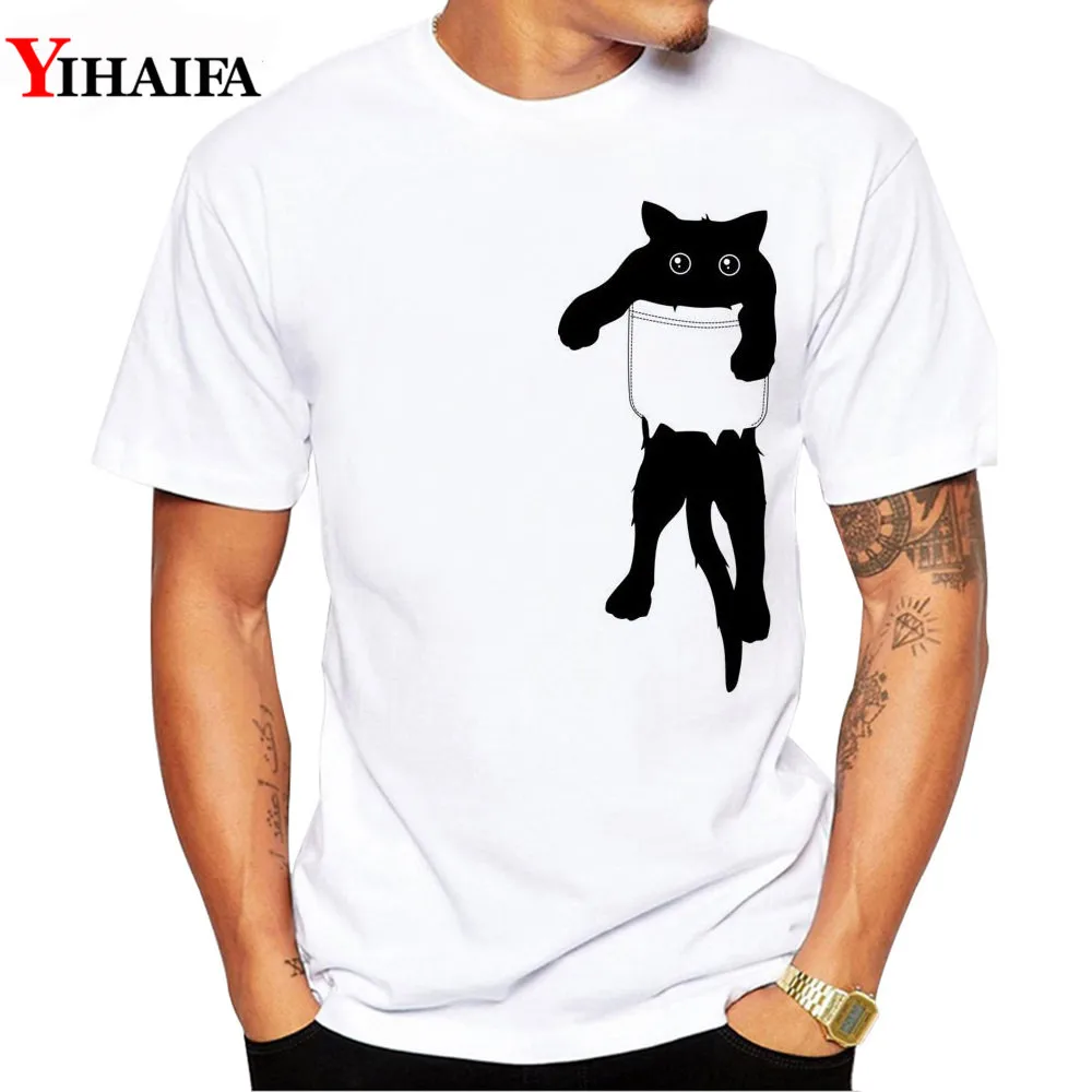 Unisex Ženska Mens T-Shirt 3D Tiskanje Žep Mačka Živali Grafike Tee Shirt Harajuku Telovadnici Tshirt