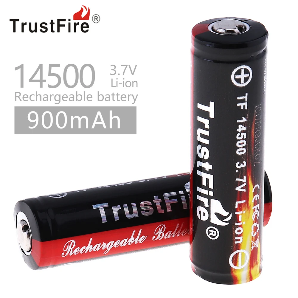 2pcs Trustfire 14500 900mah 3,7 V Polnilne Li-ion baterije Baterije za svetilko