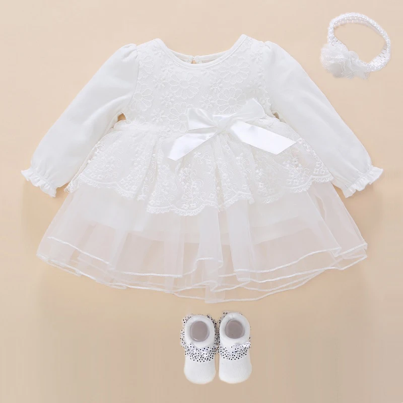 Baby Krst Obleko 2020 Lok Newborn Baby Dekleta Dojenčkov Obleke & Oblačila Sneg Belo Baby Oblačenja 1 Leto Stare Rojstni Dan Dekle Obleko