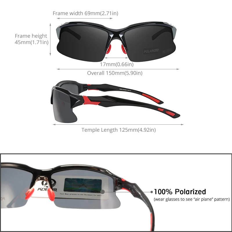 KDEAM Strokovno TR90 Polarizirana sončna Očala Moških Pohodništvo Očala Vožnje Ribolov Šport na Prostem sončne Očala UV400 CE