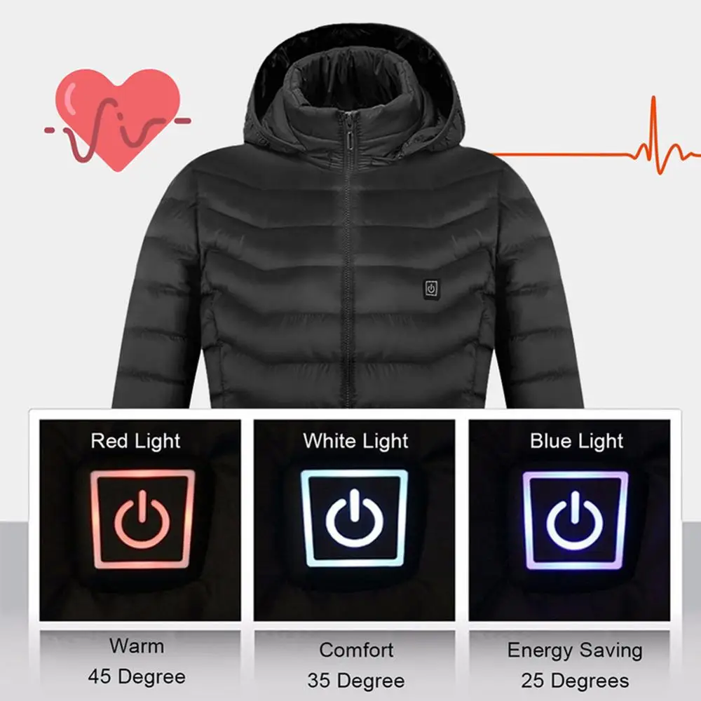 2020 Novi ljudje Pozimi Toplo USB Ogrevanje Jopiči Smart Termostat Čiste Barve Hooded Ogrevana Obleka Topla Nepremočljiva Jopiči
