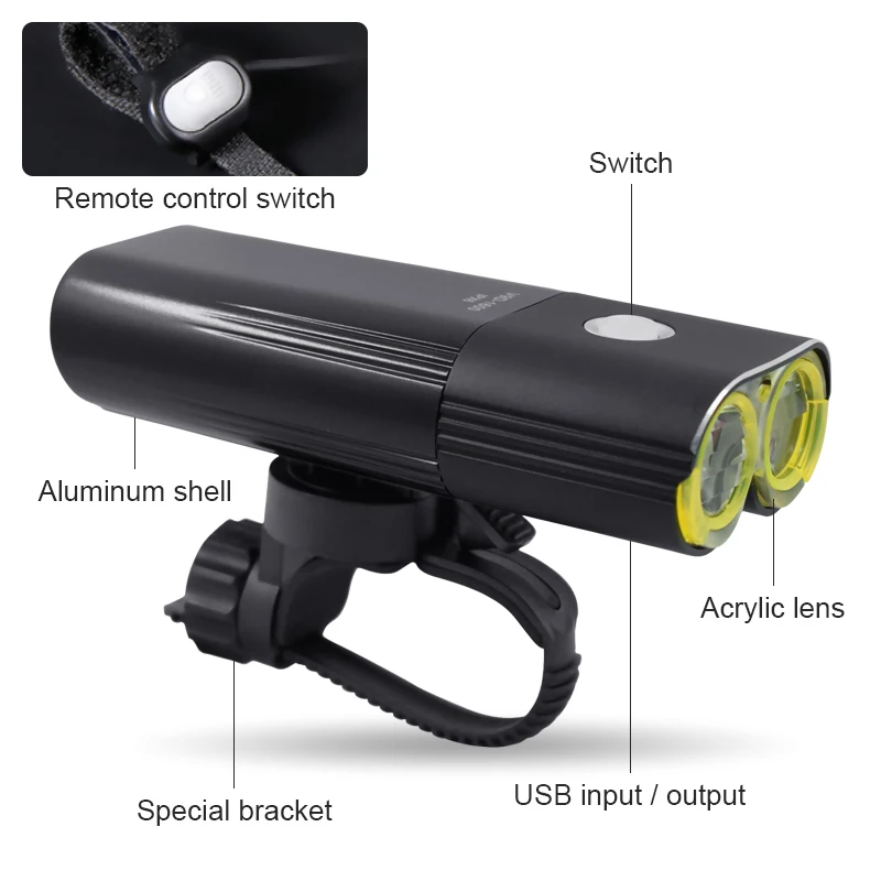 V9D-1600 Kolo Svetlobe 5000mAh Moči Banke Kolo Sprednje Luči USB Polnilne Kolo Smerniki 1600LM Kolesarjenje L2 LED MTB Glavo Svetilka