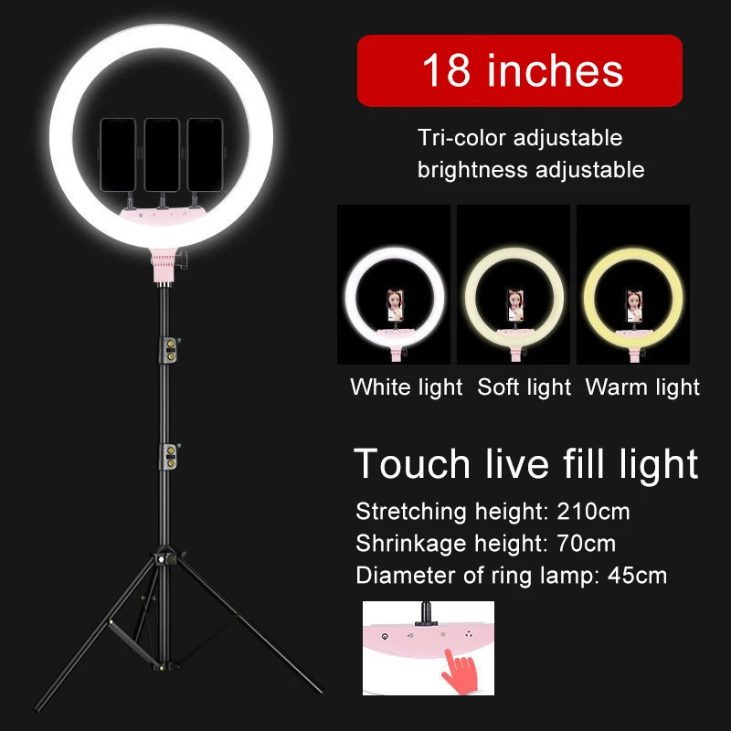 MAMEN Video Selfie Obroč Svetlobe 18 inch 45 cm LED Zatemniti Fotografija Osvetlitev Studio Z Phonr Nosilec 2m Nastavek za Stojalo Ličila