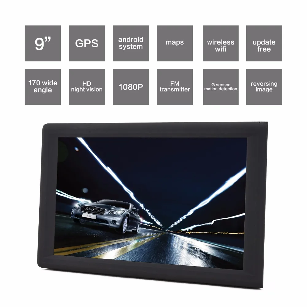 9 Inch Android Avto, Tovornjak, GPS Navigacija 1 GB/ 16GB DVR Video Snemalnik Tablet AV-V Podporo Obračanje Fotoaparat z Brezplačno Zemljevidi