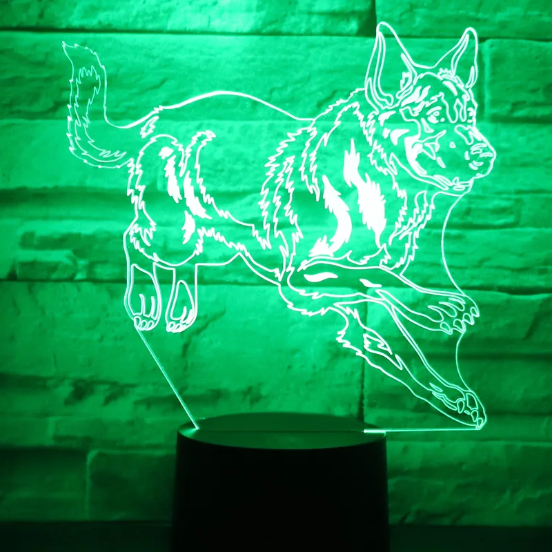 3D LED Nočna Lučka nemški Ovčar z 7 Barv Svetlobe za Dom Dekoracija Žarnice Neverjetno Vizualizacija Optične Iluzije