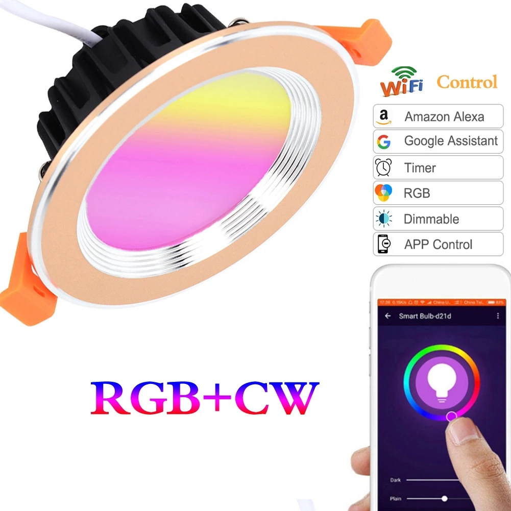 10W RGB+CW WIFI Smart LED Downlight Zatemniti Tuya App Led Spot 220V / 110V Stropne Svetilke Vgradne Svetilke Okrogle Plošče Svetlobe