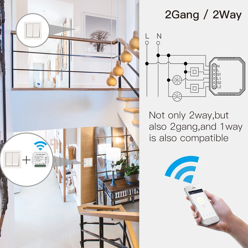 Wifi Smart Stikala za Luč Diy Breaker Modul Smart Life/Tuya APP Remote Control,ki Delajo z Alexa Echo googlova Domača stran 2 Banda 2 Način.