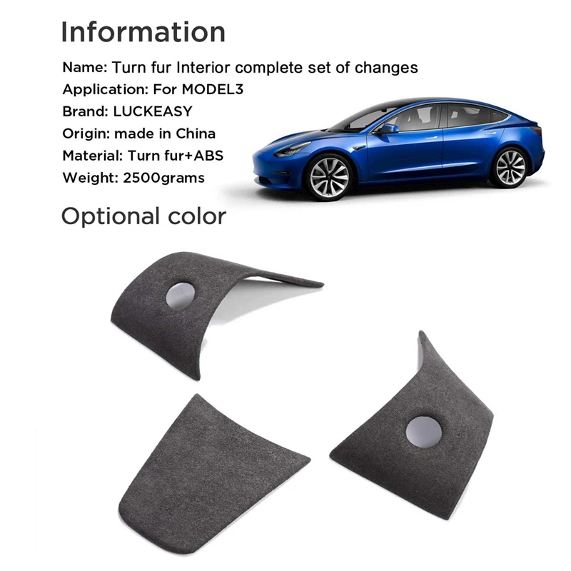 Za Tesla Model 3 Y 2017-2020 Avto Notranje zadeve Anti Krzno Volan Kritje Trim Zaščitna Nalepka Dekor Dodatki,3Pcs