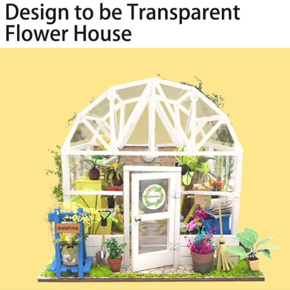 Otrok Domov DIY Mini Romantičnih Lesenih Cvet Hiša Ročno Sestavljanje Model Zgradbe Igrača Set