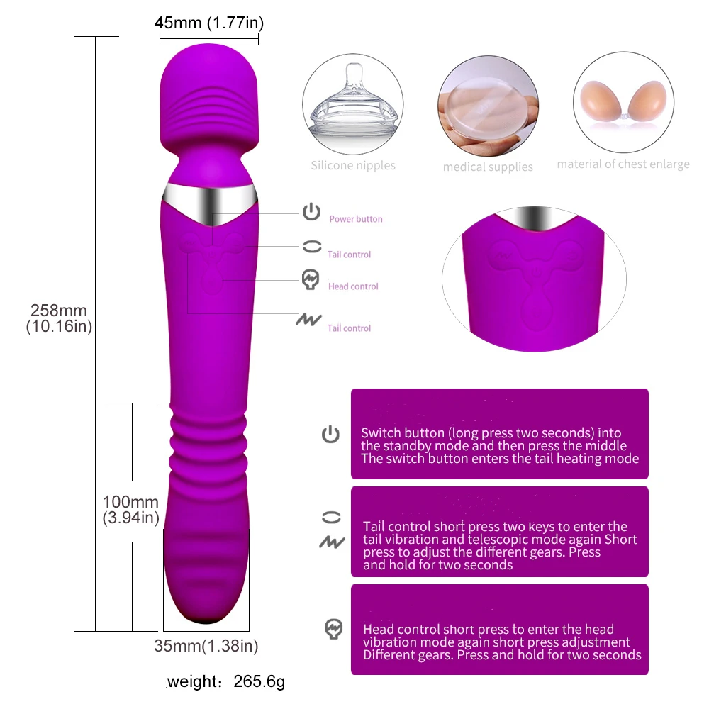 AV Ogrevanje Stretch Massager Čarobno Palico Dildo G Spot Vibrator Za Žensko Močan Adult Sex Igrače Osebnih Klitoris klitoris stimulator