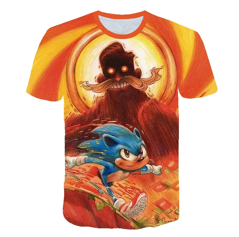 Poletje Otroci Oblačila Kratek Rokav 3D Cartoon Natisnjeni Sonic Hedgehog T Majica za Fante, Ulične Najstnik, Fantje, Otroci Vrhovi