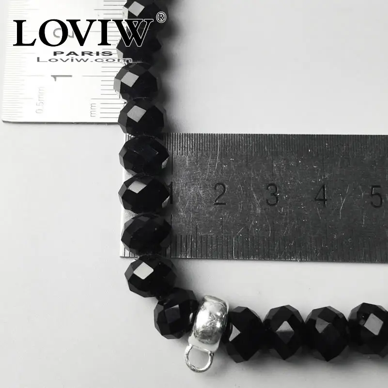 Črni kamen kroglice verige črni obsidian prirezani noge ogrlico s srebrno čar prevoznik Evropski stil nakit choker za ženske