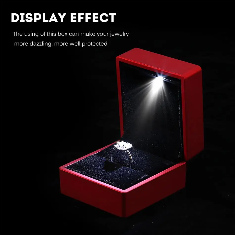 Moda LED Svetlobni Obroč Zaslon Polje Stojalo Mehki Pliš Pladenj Primeru Kažejo, Poročni Nakit Organizator Škatla za Shranjevanje Darilo Nakit Embalaža