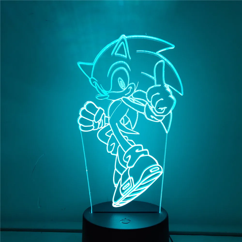 Sonic Anime Številke 3D Vizualni Nočne Luči Dejanje Igrače za Otroke Figma Sonic Hedgehog Ustvarjalne Božično Darilo Juguetes Model