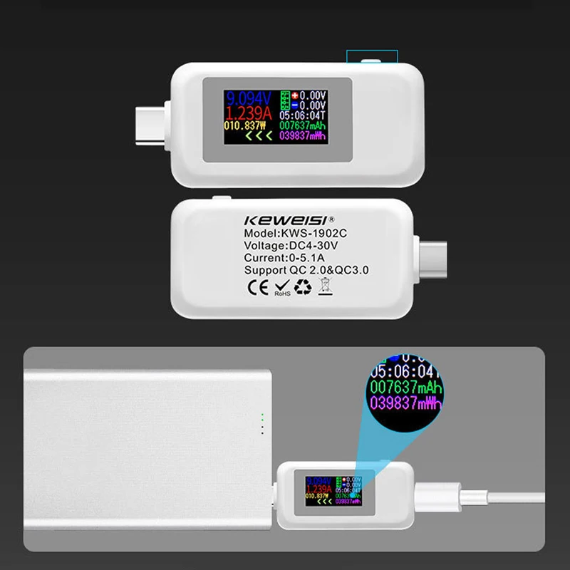 Tip-C USB Tester Barvni Zaslon 10 1 4-30V Napetosti, Merilnik Časa Ampermeter Digitalni Monitor Cut-off Indikator Napajanja Polnilnik Teste