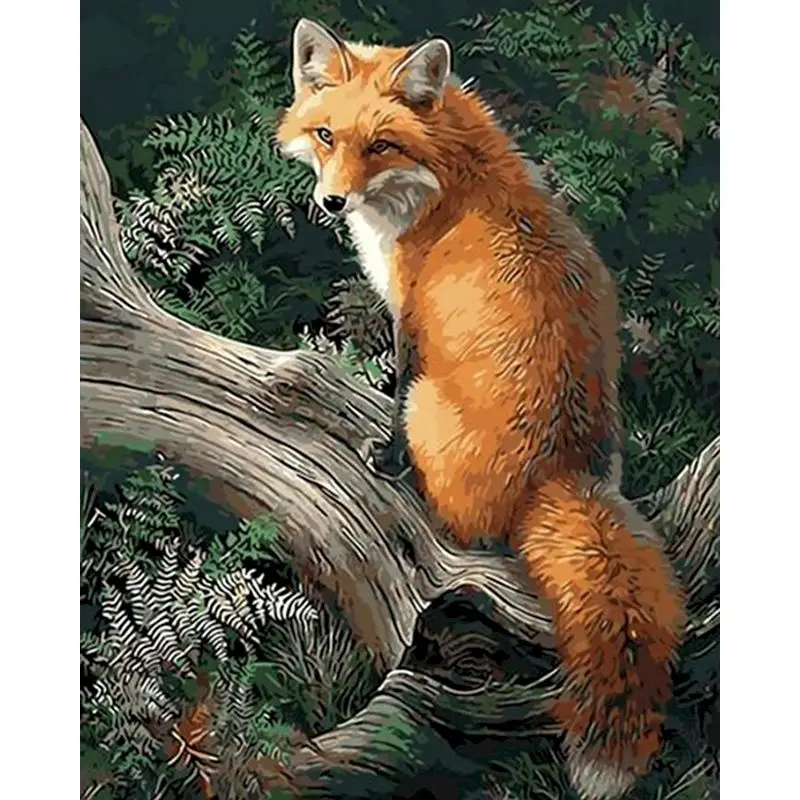 Barvo S Številko Fox Živali, Akril, Okvirji za Slike Steno Foto Okvir Dekoracija Spalnica za Odrasle 40X50 Platno Umetnosti GATYZTORY Diy Kit