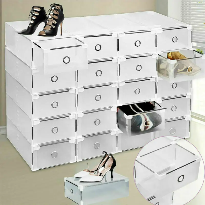 Honhill 20pcs Pregleden čevelj škatle za shranjevanje čevelj škatle dustproof čevlji organizator polje lahko prikaže kombinacija čevelj kabinet