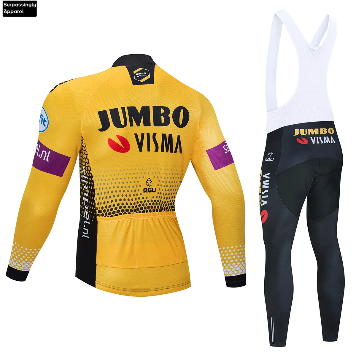 2020 Dolg Rokav Rumena Jumbo Visma Kolesarski Dres Komplet Ropa De Ciclismo Pro Team Bike Oblačila MTB Kolesa, Oblačila 20 D Gel Blazinico