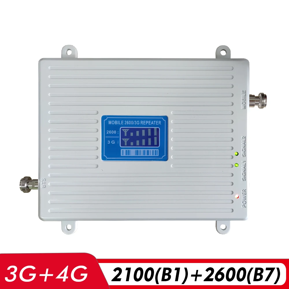 3G 4G Dual Band Signal Booster UMTS/UMTS 2100(B1)+FDD LTE 2600(B7), Mobilni Telefon Signal Repetitorja 2100+2600 Mobilnem Ojačevalnik Set