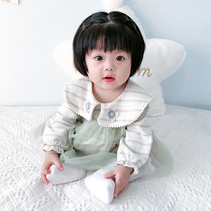 Baby Girl Oblačenja 0-2T Dolg Rokav Prugasta Romper Enega kosa Moda Bombaž Newborn Baby Dekle Kostum Malčka