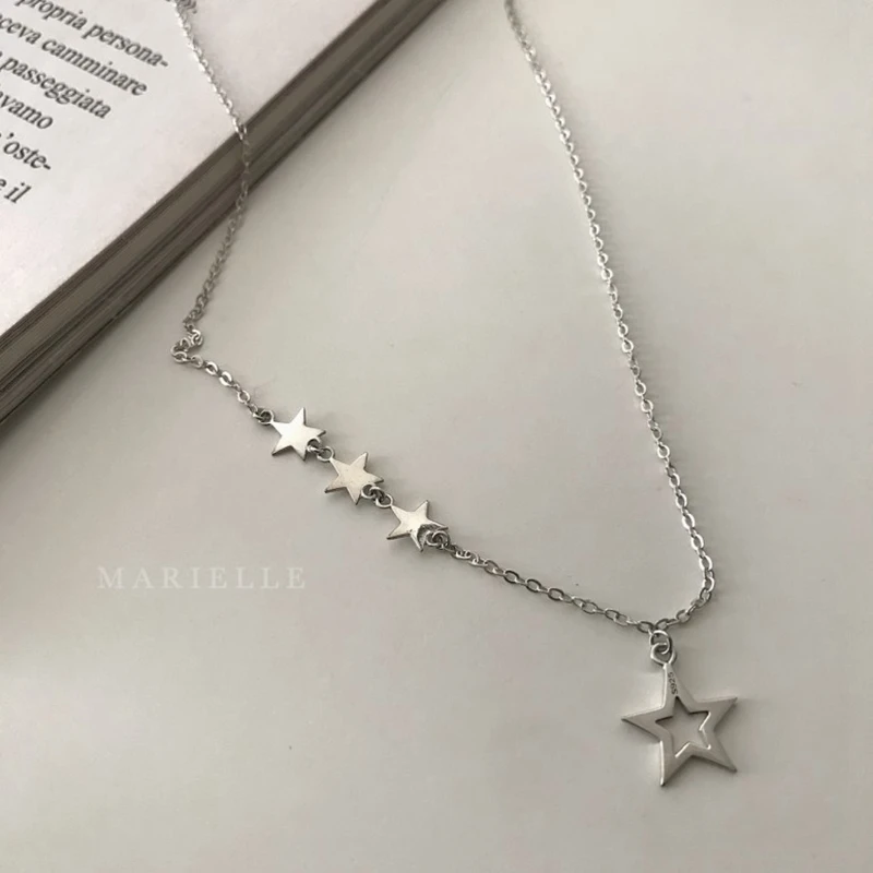 925 sterling silver star obeski ogrlica preprosta slika, oblika elegantna divje ogrlica za ženske 2018 čare nakit počitnice darilo
