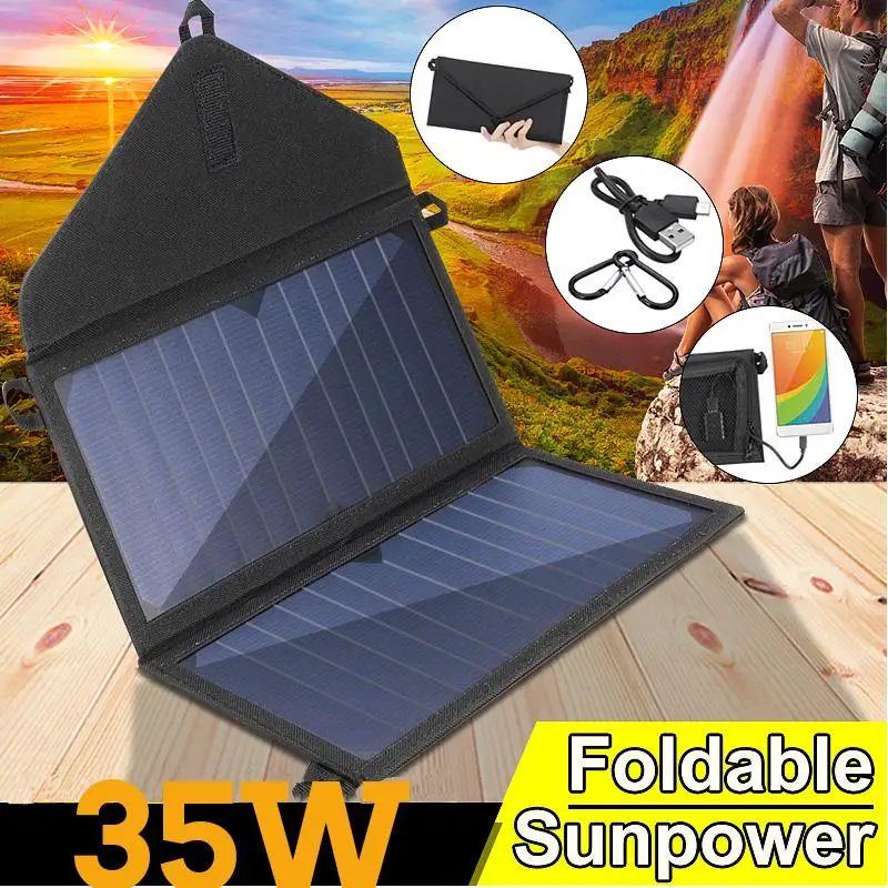 35W Sončne celice, 5V Prostem Soncu Moč Zložljive Sončne Celice, 2A Polnilec USB Izhod Naprave, Prenosni Solarni Paneli za Pametne telefone