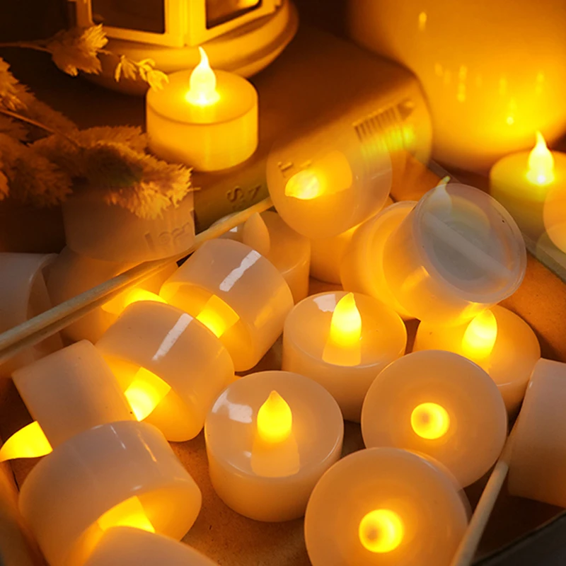 12X Električni Sveče Čaj Svetlobe Toplo Bela LED Utripa Tealight Romance Noč Sveče Luči Doma Bedrrom Stranko Poroko festival