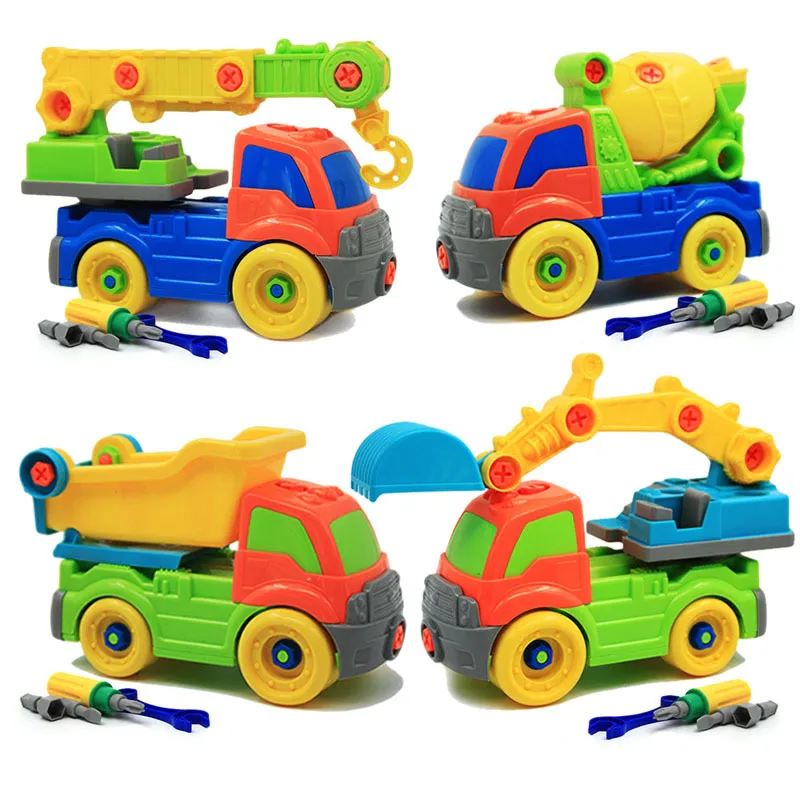 26 cm Žerjav Novih Otroci Bus Diecast Skupščine Risanka Igrača Avto Požar Tovornjak Inženiring Model Gradnjo Kompleti Plastične Igrače Set
