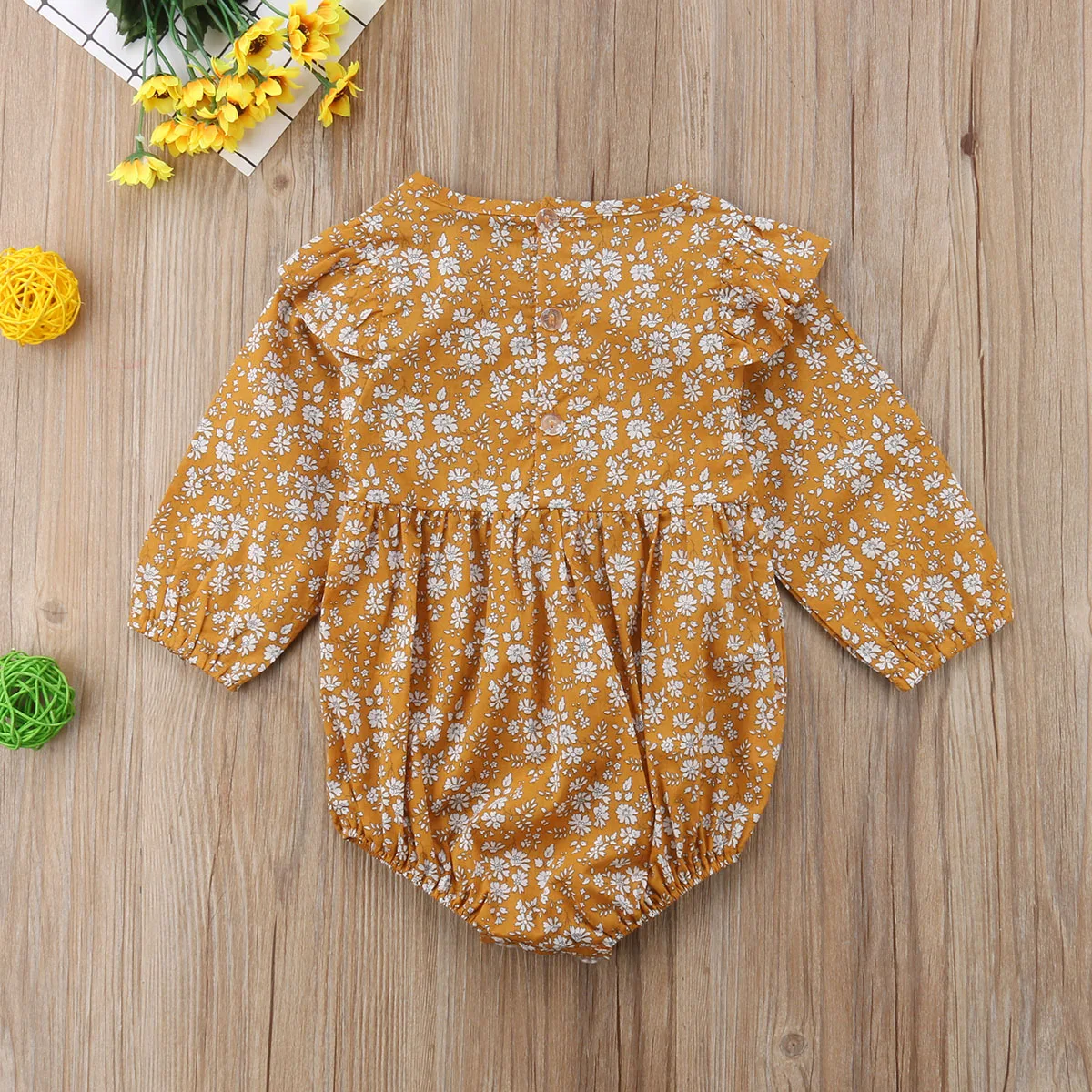 Luštna Dojenčka Baby Dekleta Vintage Stil Najnovejše Vroče Prodaje Dolg Rokav Cvetlični Moda Romper Cvetlični Obleke 0-3T
