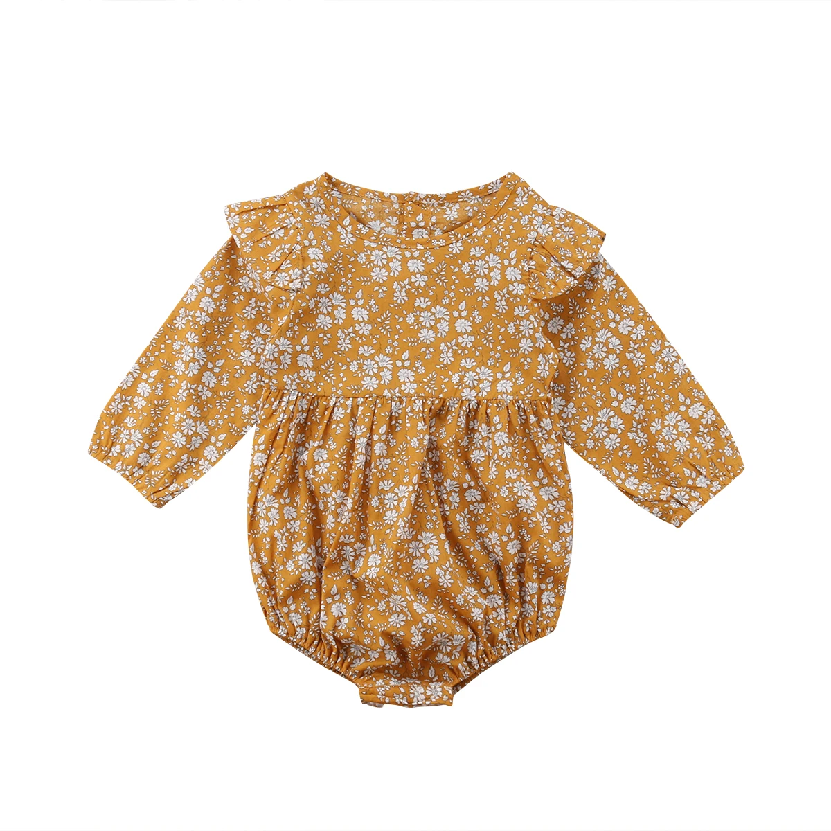 Luštna Dojenčka Baby Dekleta Vintage Stil Najnovejše Vroče Prodaje Dolg Rokav Cvetlični Moda Romper Cvetlični Obleke 0-3T