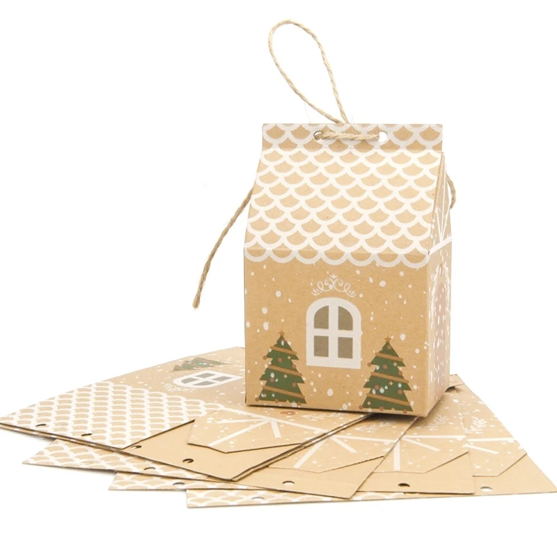 50pcs Ustvarjalne Mala Hiša Kraft Papir, Darilne Vrečke Polje Stranka Čokolade, Škatle za Poročni Paket Podpira Božič Sladkarije Škatle