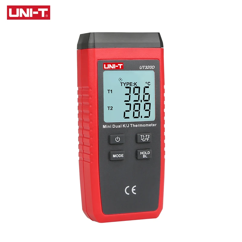 ENOTA UT320D mini-kontaktni termometer, dual-channel K/J termometer termočlen podatke, da samodejno izklopi