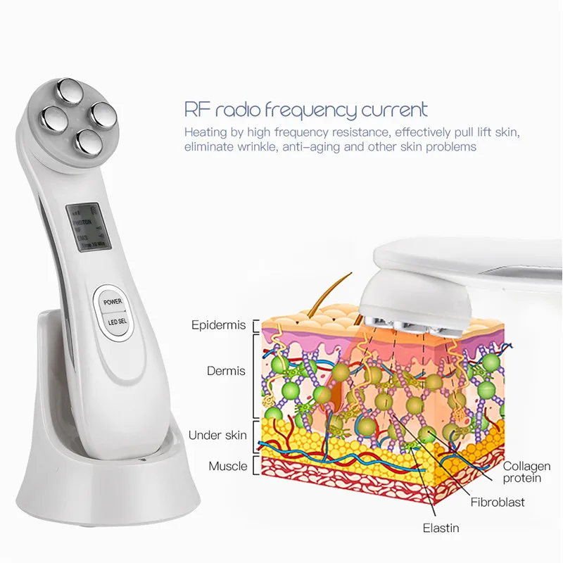 6 V 1 Obraza RF EMS LED Foton Pomlajevanje Kože, Pralni Anti Age nega Obraza Lifting Zaostrovanje Globinsko Čiščenje Naprave Lepoto Massager