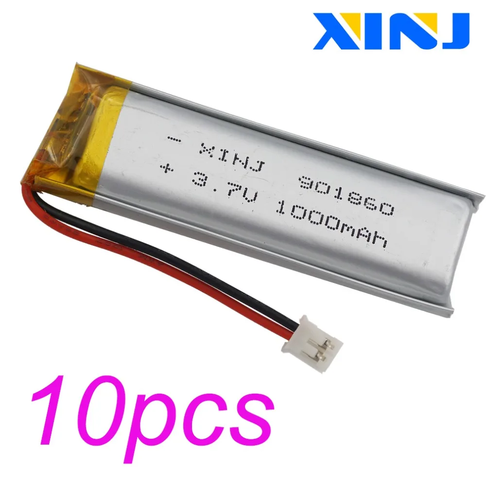 XINJ 10pcs 3,7 V 1000mAh Li Polymer Baterija 2p 1.0/1.25/1.5/2.0/2.54 mm vtič Za Fotoaparat Avtomobilsko navigacijo GPS, bluetooth telefon 901860