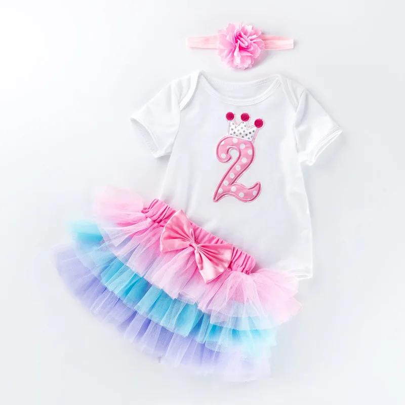 2 letni Dojencek Dekliška Oblačila za Rojstni dan Obleka za Malčke Baby Dekle Krst Žogo Obleke 2. Rojstni Pismo Obleke