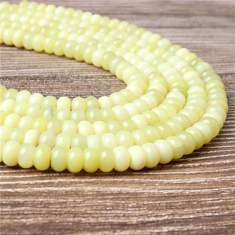 Lanli Modni nakit naravni gemstone interval Rumene limone jades svoboden kroglice 4x6/5x8mm DIY zapestnico, ogrlico in pribor