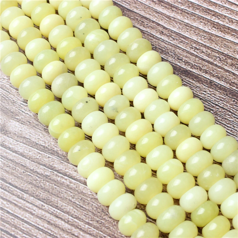 Lanli Modni nakit naravni gemstone interval Rumene limone jades svoboden kroglice 4x6/5x8mm DIY zapestnico, ogrlico in pribor