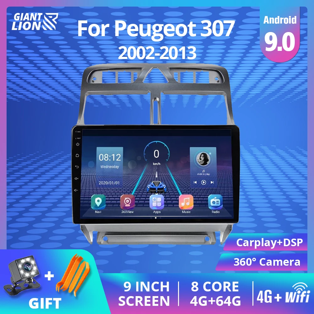 No 2 Din Android 9.0 avtoradia Za Peugeot 307 2002-2013 Bluetooth GPS Navigacija Multimedia Player Autoradio Stereo Predvajalnik DVD
