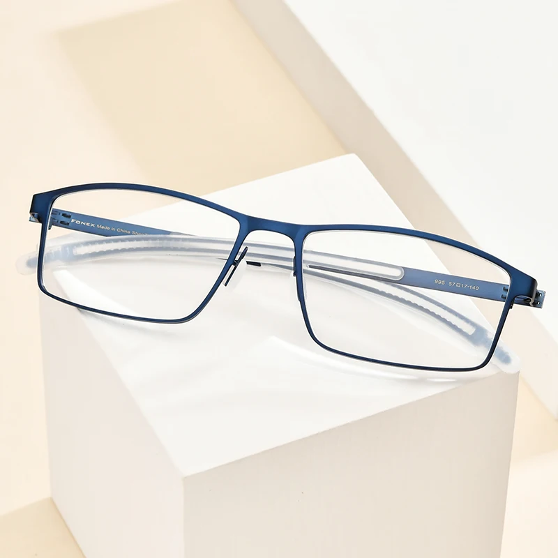 FONEX Zlitine Optična Očala Okvir Moških Kvadratnih Kratkovidnost Recept Očala 2020 Nov Moški Kovinski Polno Brezvijačno Očala 995