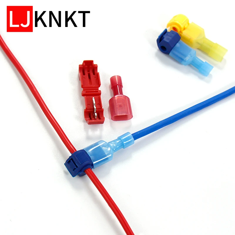 Priključek za kabel električna vozila audio komplet, quick connect vezja izolirana T-tapnite žice, priključki rdeče modro rumeno 22-10 AWG polje