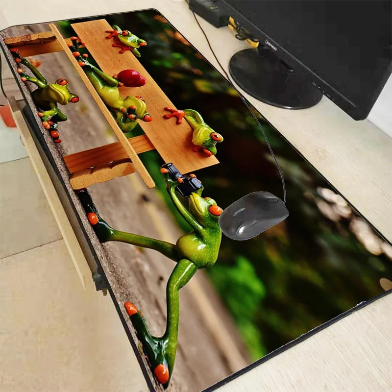 Mairuige Tiskanja Srčkan Zelena Žaba Živali Anime Velike Gaming Mouse Pad Desk Pad Gume Anti-slip Tipkovnico Pad Tabela Kraj Mat