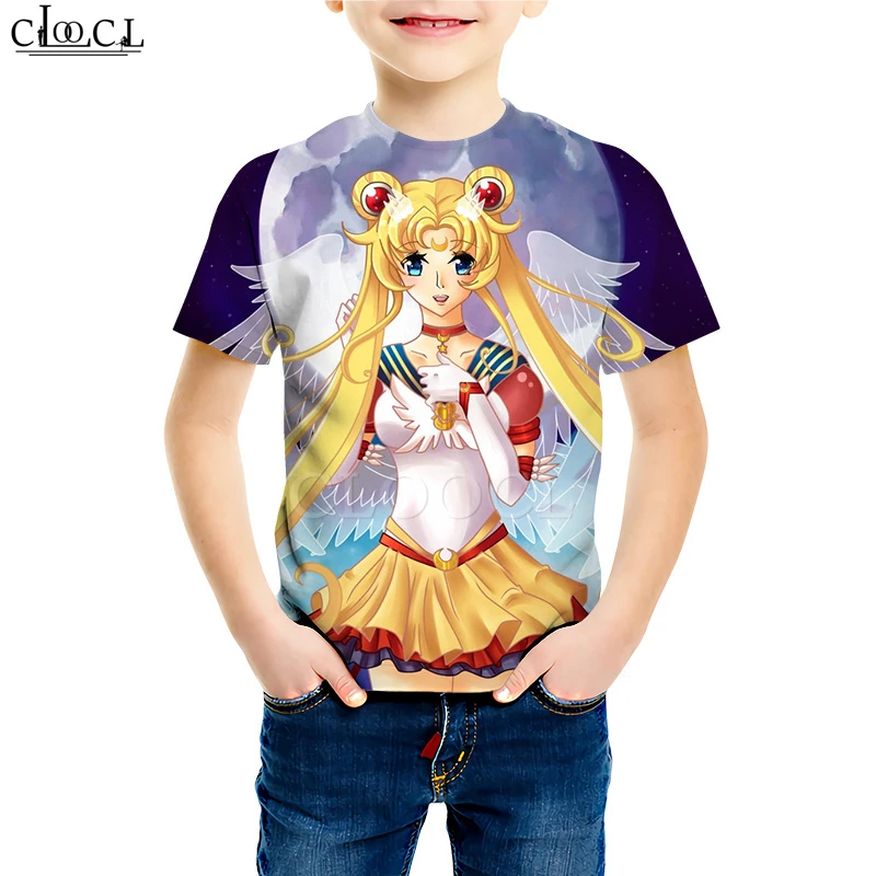 Otrok Baby Girl Obleke Sailor Moon Galaxy Majica 3D Tiskanja Risanka Hči Majica Baby Boy Malčka Kratkimi Rokavi Pulover