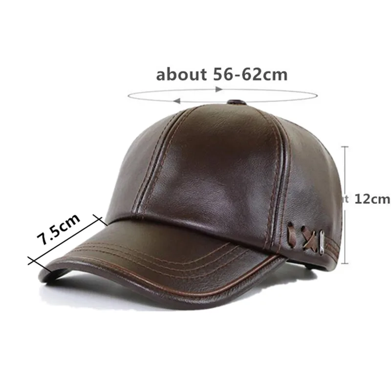 Nastavljiva velikost moške pozimi klobuk žamet toplo baseball caps za moške jeseni, pozimi PU usnje klobuki casquette novo preprost športni skp