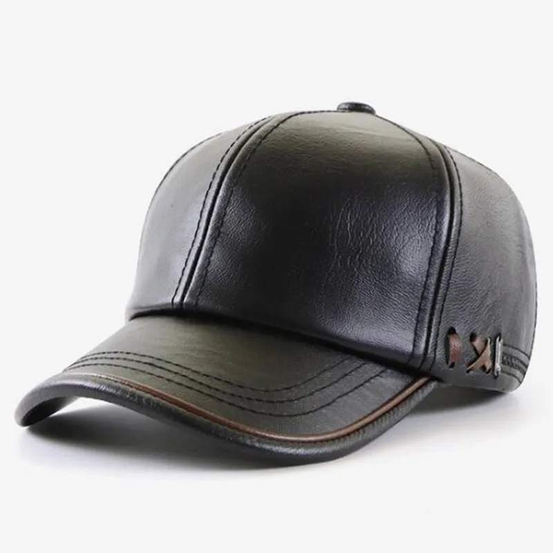 Nastavljiva velikost moške pozimi klobuk žamet toplo baseball caps za moške jeseni, pozimi PU usnje klobuki casquette novo preprost športni skp