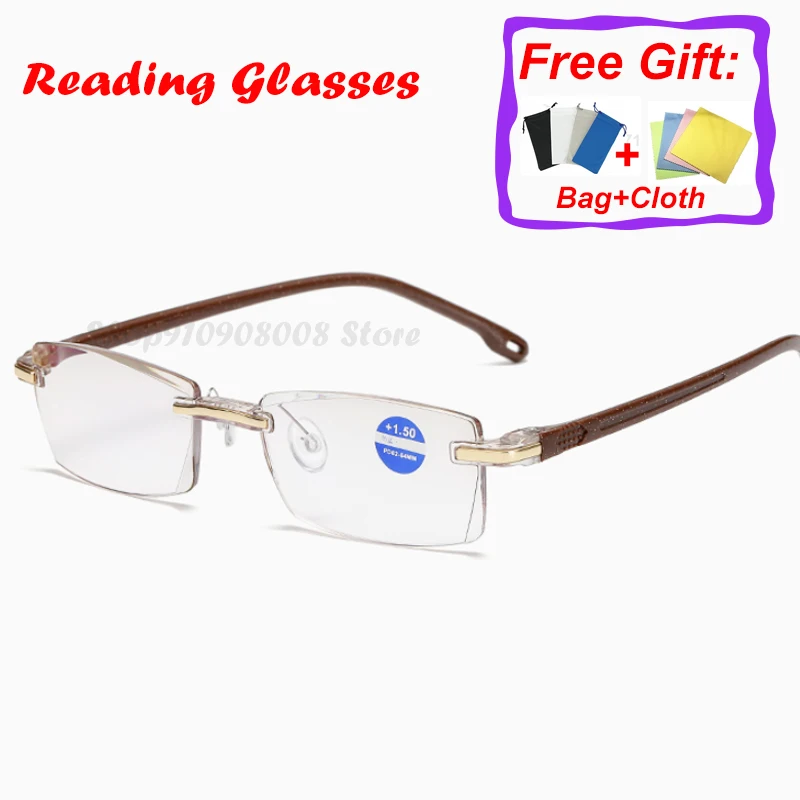 2021 Modi Ultralahkih Rimless Obravnavi Očala Ženske, Moške Jasno Objektiv Anti-Blu-Ray Računalnik Očala Presbyopia Bralec Očala