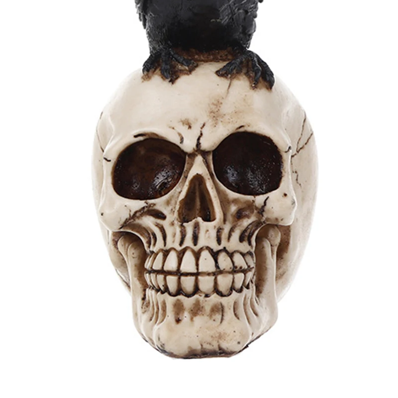 21 cm Smolo Vrana Lobanje Grozo Figurice Kiparstvo Ornament Halloween Stranka Dekor Vrt Kipi Osebnost Umetnosti Skull Head