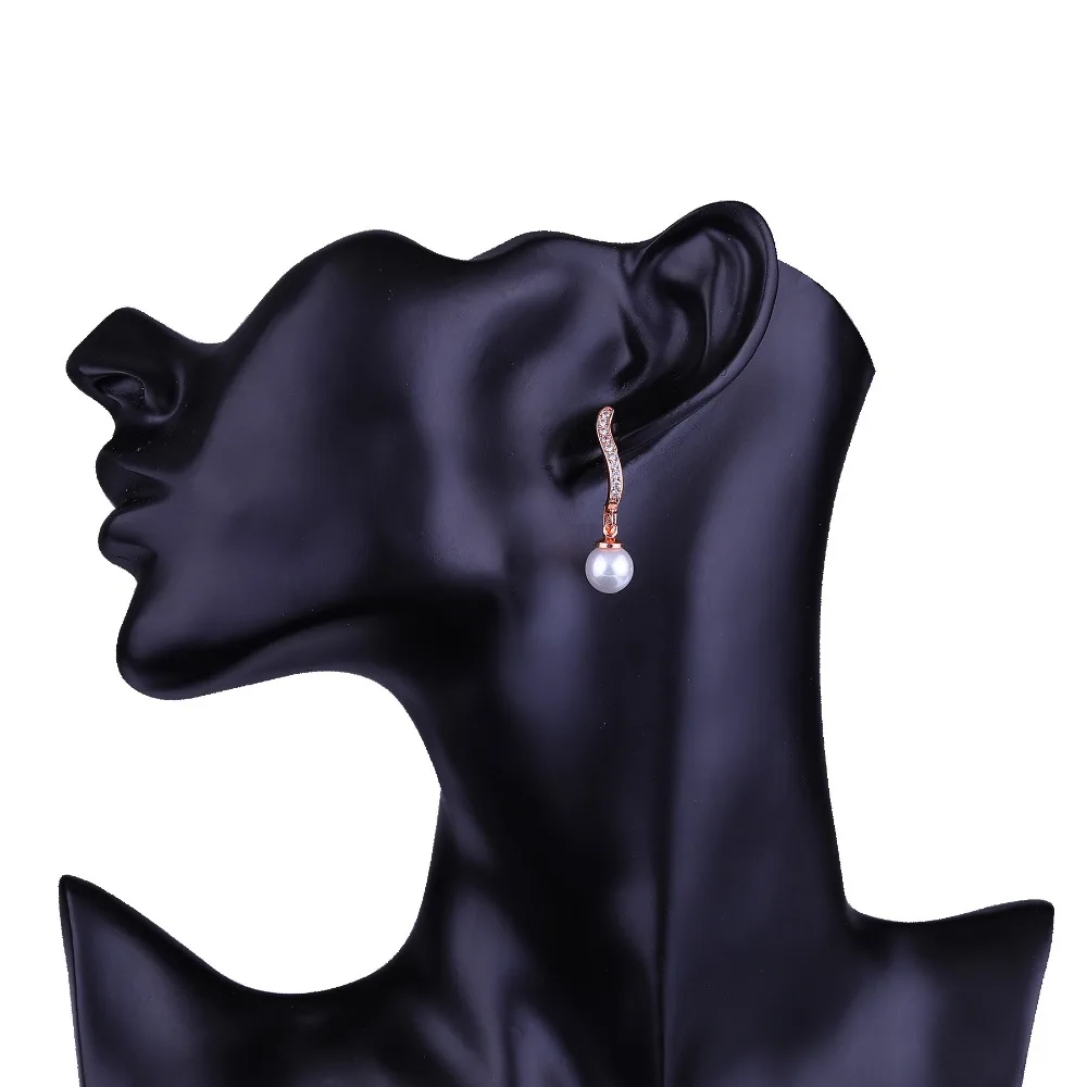 JUWANG 2020 Hot Design Razkošje Čistega Imitacije Pearl Posnetek Uhani za Ženske, 1 Vrsta Bling Cirkonij Ringle Spusti Uhani Bizuteria