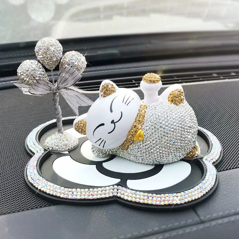 Novi Diamant Srečen Mačka Tresenje roke Avto Okraski Luksuzni Kristalno Auto Notranje Dekoracije Okrasnih Ornament Postavi v Avto