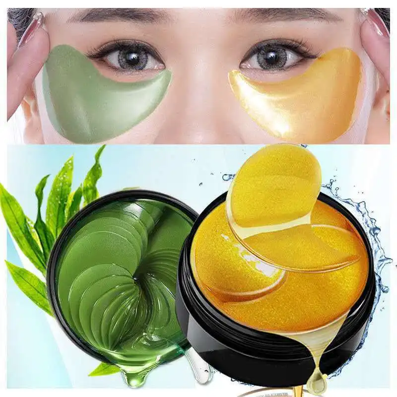 60pcs/polje Odstrani podočnjake Oči Masko Navlažijo Oči Obliži za Nego Kože, Masko Zelenih Alg Zlato Kristalno Collagen Gel Maska za Oči